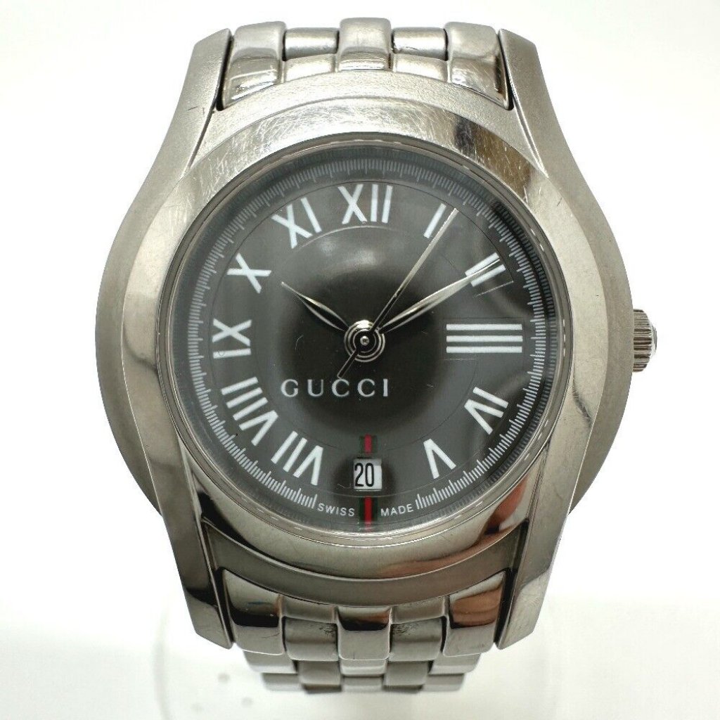 Gucci G Class Quartz Date Wristwatch Ss Silver